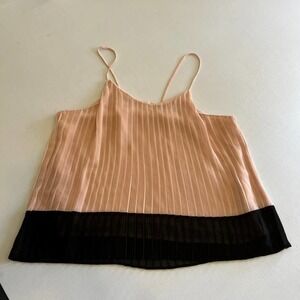 Bar III Accordion Pleat Cami Tank  Pink Black Top M